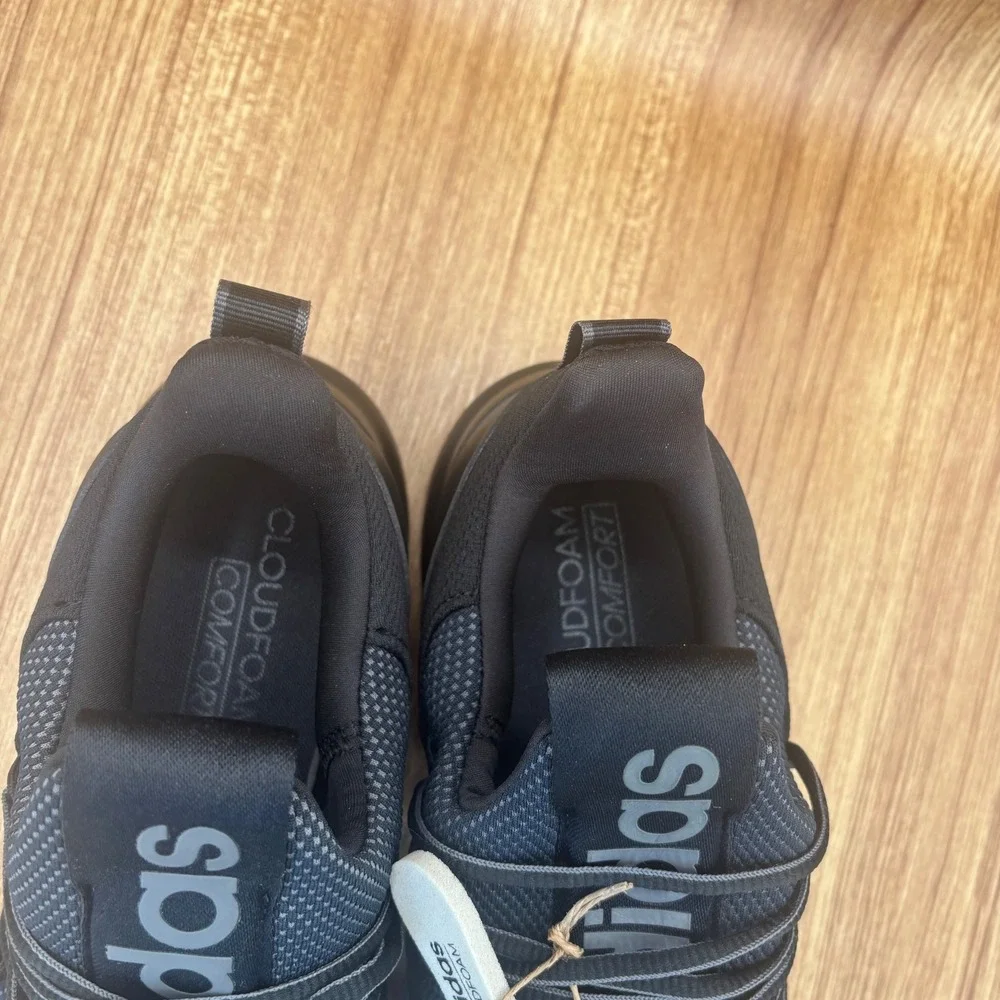Adidas Lite Racer Adapt 7.0 Wide Mens 10 Black Running Shoes IE8684 Slip On NEW
